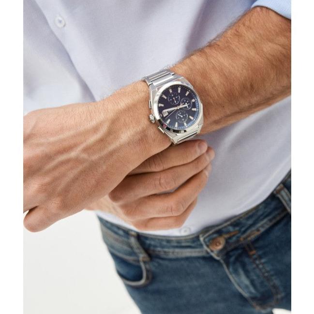 Shop Authentic Fossil Everett Chronograph Blue Dial Silver Steel Strap Watch for Men - FS5795 - Luxxuri