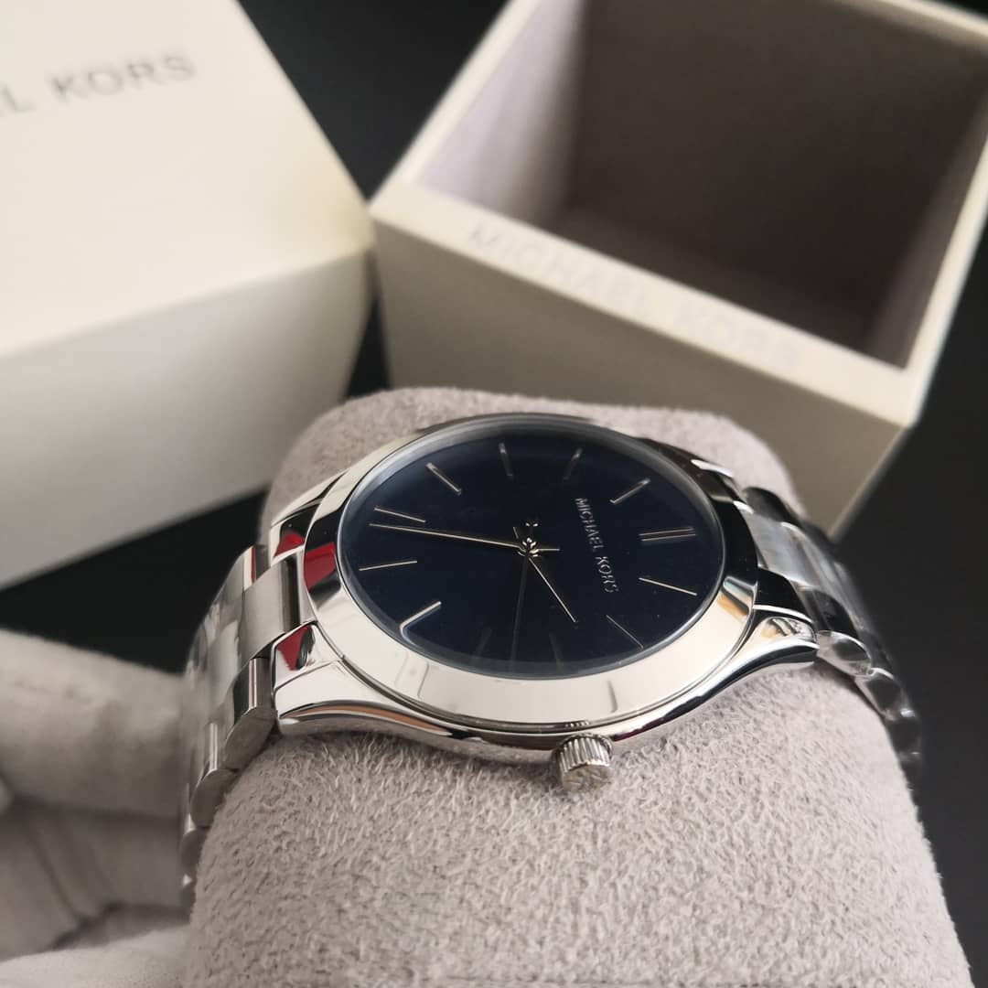  Shop Authentic Michael Kors Slim Runway Quartz Blue Dial Silver Steel Strap Watch For Women - MK3379 - Luxxuri