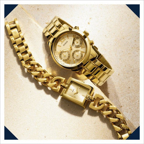  Shop Authentic Guess Mini Sunrise Quartz Gold Dial Gold Steel Strap Watch For Women - W0448L2 - Luxxuri