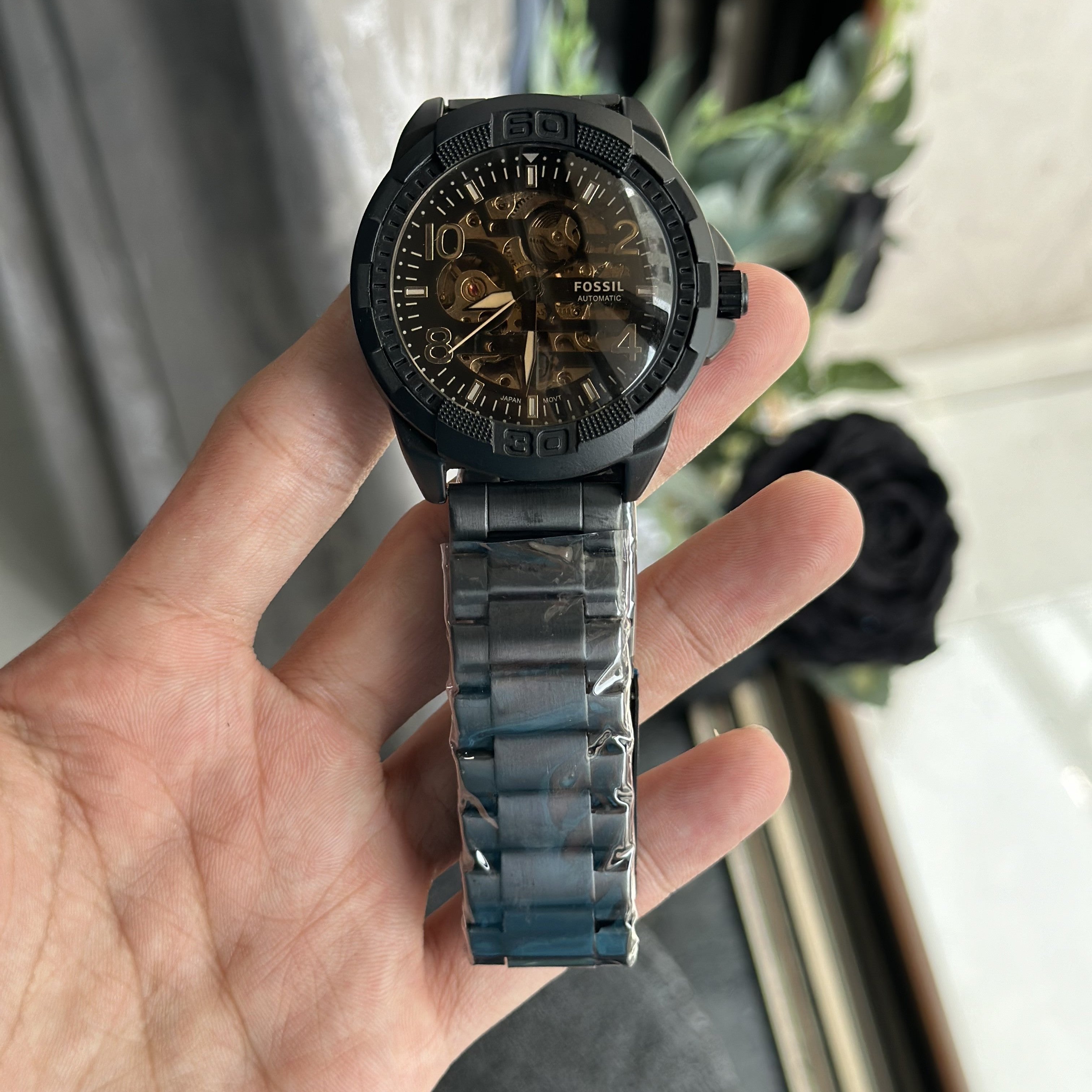  Shop Authentic Fossil Bronson Automatic Skeleton Black Dial Grey Steel Strap Watch for Men - ME3255 - Luxxuri