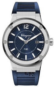  Shop Authentic Salvatore Ferragamo F-80 Blue Dial Blue Rubber Strap Watch For Men - SFHY01022 - Luxxuri