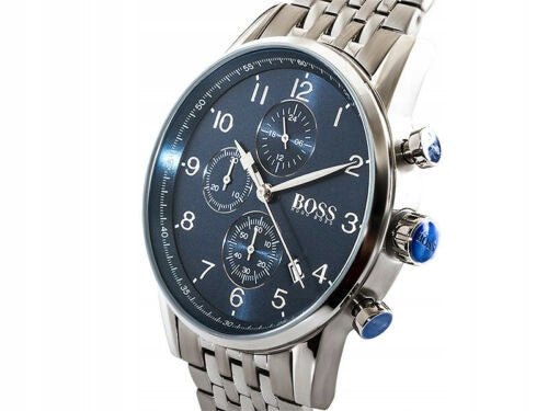  Shop Authentic Hugo Boss Navigator Chronograph Blue Dial Silver Steel Strap Watch for Men - 1513498 - Luxxuri