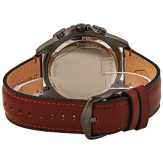  Shop Authentic Fossil Garrett Chronograph Grey Dial Brown Leather Strap Watch for Men - FS5770 - Luxxuri