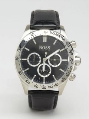  Shop Authentic Hugo Boss Ikon Black Dial Black Leather Strap Watch for Men - 1513178 - Luxxuri