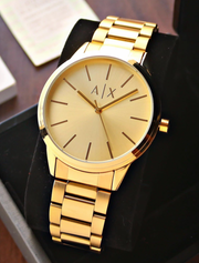  Shop Authentic Armani Exchange Cayde Analog Gold Dial Gold Steel Strap Watch For Men - AX2707 - Luxxuri