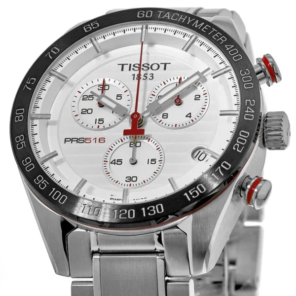  Shop Authentic Tissot T Sport PRS 516 Chronograph White Dial Silver Steel Strap Watch For Men - T100.417.11.031.00 - Luxxuri