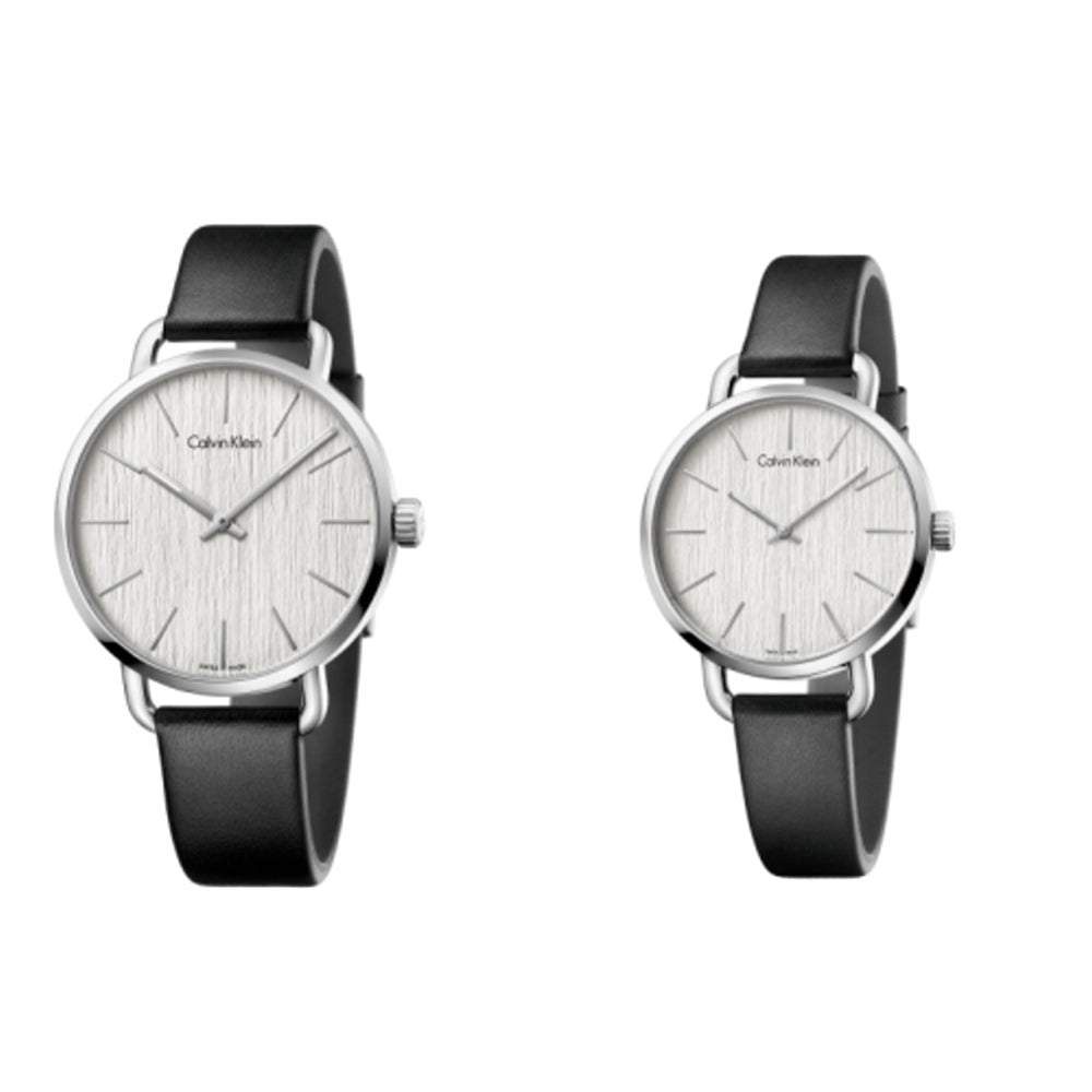  Shop Authentic Calvin Klein Even White Dial Black Leather Strap Watch for Women - K7B211C6 - Luxxuri