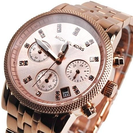  Shop Authentic Michael Kors Ritz Chronograph Rose Gold Dial Rose Gold Steel Strap Watch for Women - MK6077 - Luxxuri