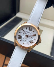  Shop Authentic Fossil Cecile White Dial White Leather Strap Watch for Women - AM4486 - Luxxuri