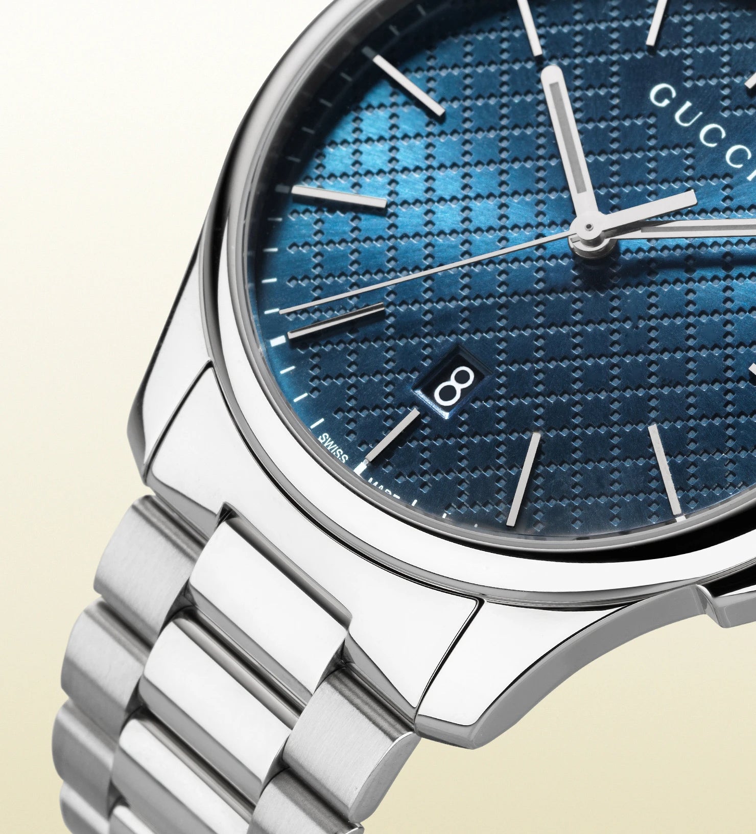  Shop Authentic Gucci G Timeless Blue Dial Silver Steel Strap Watch For Men - YA126316 - Luxxuri