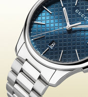  Shop Authentic Gucci G Timeless Blue Dial Silver Steel Strap Watch For Men - YA126316 - Luxxuri