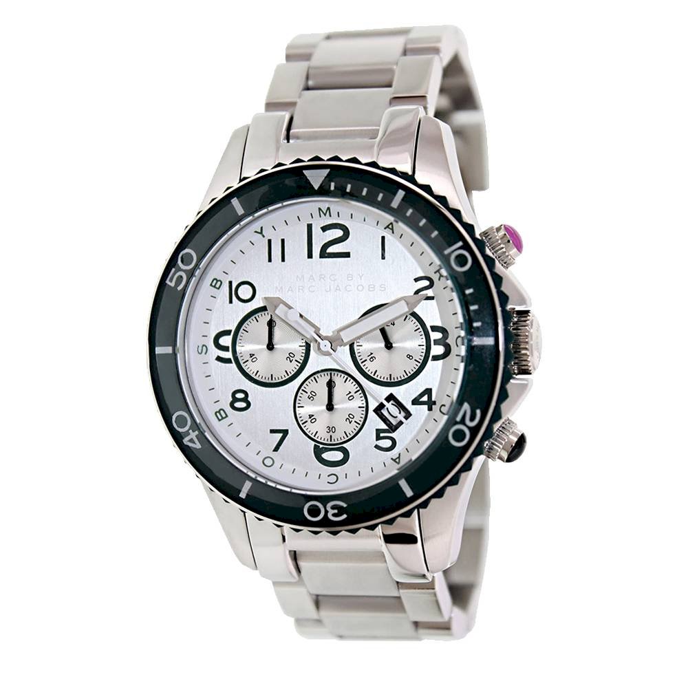  Shop Authentic Marc Jacobs Rock Chronograph Silver Dial Silver Steel Strap Watch for Men - MBM5029 - Luxxuri