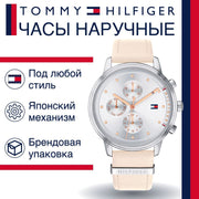  Shop Authentic Tommy Hilfiger Blake Chronograph Silver Dial Pink Leather Strap Watch For Women - 1781906 - Luxxuri
