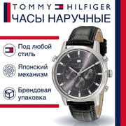  Shop Authentic Tommy Hilfiger Harrison Chronograph Black Dial Black Leather Strap Watch for Men - 1790875 - Luxxuri