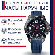  Shop Authentic Tommy Hilfiger Cole Black Dial Blue Rubber Strap Watch for Men - 1790984 - Luxxuri