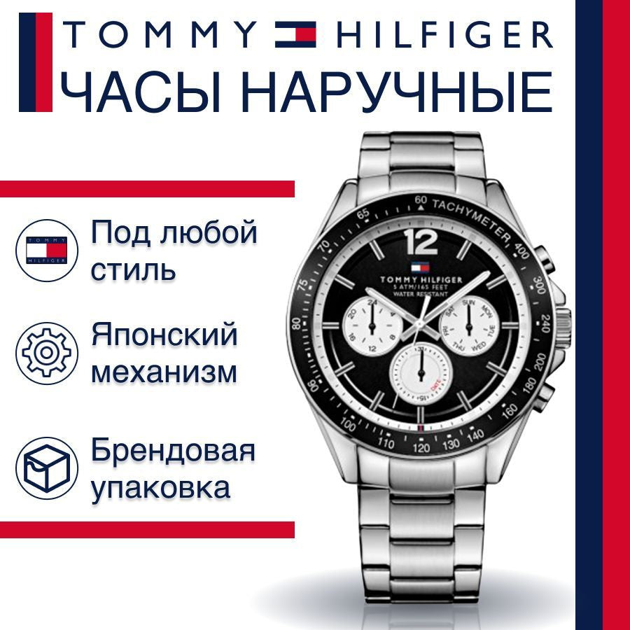  Shop Authentic Tommy Hilfiger Luke Quartz Black Dial Silver Steel Strap Watch for Men - 1791120 - Luxxuri