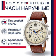  Shop Authentic Tommy Hilfiger Jake Multifunction White Dial Brown Leather Strap Watch for Men - 1791230 - Luxxuri