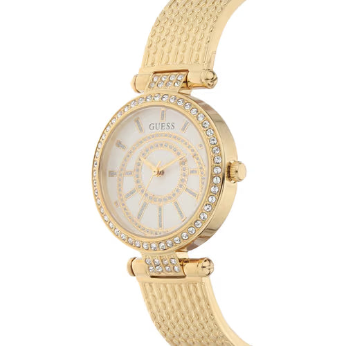  Shop Authentic Guess Muse Crystals White Dial Rose Gold Steel Strap Watch For Women - W1008L2 - Luxxuri
