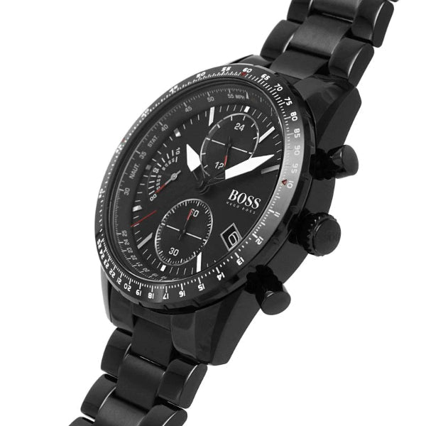  Shop Authentic Hugo Boss Pilot Edition Chronograph Black Dial Black Steel Strap Watch for Men - 1513854 - Luxxuri