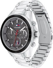  Shop Authentic Tommy Hilfiger Aiden Chronograph Grey Dial Silver Steel Strap Watch For Men - 1791857 - Luxxuri
