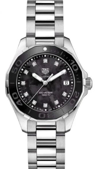  Shop Authentic Tag Heuer Aquaracer Quartz Black Dial Silver Steel Strap Watch for Women - WAY131M.BA0748 - Luxxuri