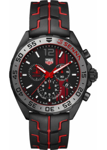  Shop Authentic Tag Heuer Formula 1 Ayrton Senna Limited Edition Black Dial Two Tone Rubber Strap Watch for Men - CAZ1019.FT8027 - Luxxuri