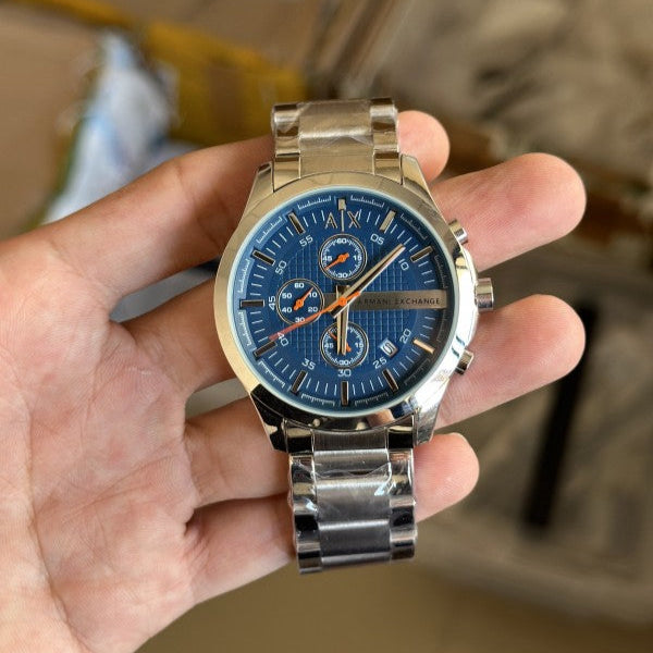  Shop Authentic Armani Exchange Hampton Chronograph Blue Dial Silver Steel Strap Watch For Men - AX2155 - Luxxuri