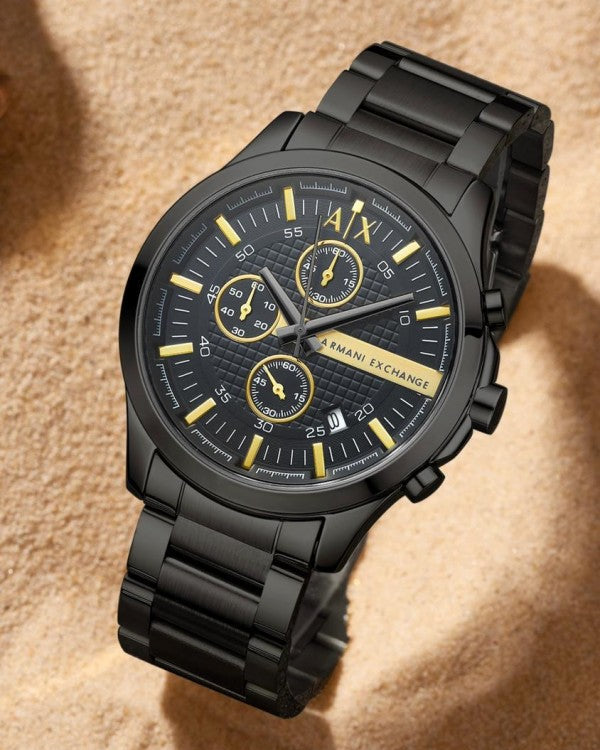  Shop Authentic Armani Exchange Hampton Chronograph Black Dial Black Steel Strap Watch For Men - AX2164 - Luxxuri
