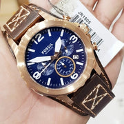  Shop Authentic Fossil Nate Chronograph Blue Dial Brown Leather Strap Watch for Men - JR1505 - Luxxuri