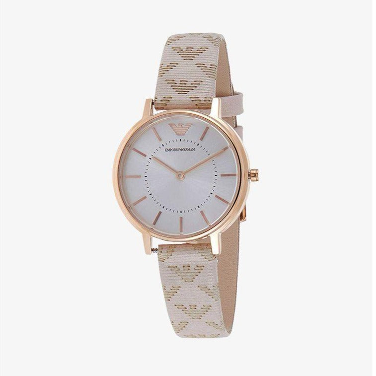  Shop Authentic Emporio Armani Classic White Dial Beige Leather Strap Watch For Women - AR11008 - Luxxuri