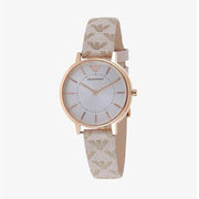  Shop Authentic Emporio Armani Classic White Dial Beige Leather Strap Watch For Women - AR11008 - Luxxuri