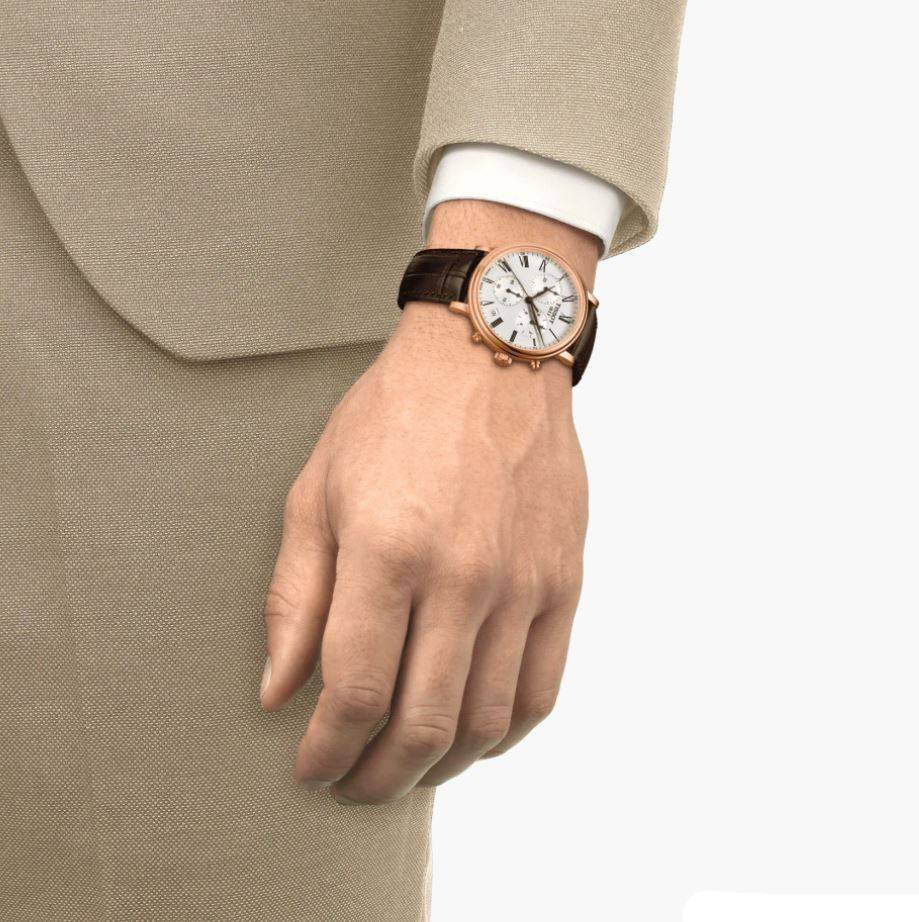  Shop Authentic Tissot Carson Premium Chronograph Silver Dial Brown Leather Strap Watch For Men - T122.417.36.033.00 - Luxxuri