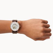  Shop Authentic Emporio Armani Meccanico Automatic White Dial Brown Leather Strap Watch For Men - AR60027 - Luxxuri
