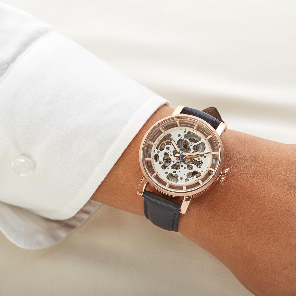  Shop Authentic Fossil Original Boyfriend Skeleton White Dial Blue Leather Strap Watch for Women - ME3086 - Luxxuri