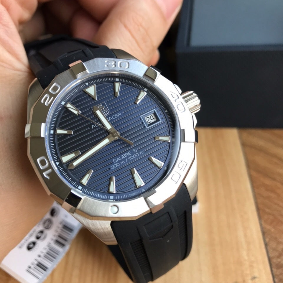  Shop Authentic Tag Heuer Aquaracer Caliber 5 Automatic Black Dial Black Rubber Strap Watch for Men - WAY2113.FT8021 - Luxxuri