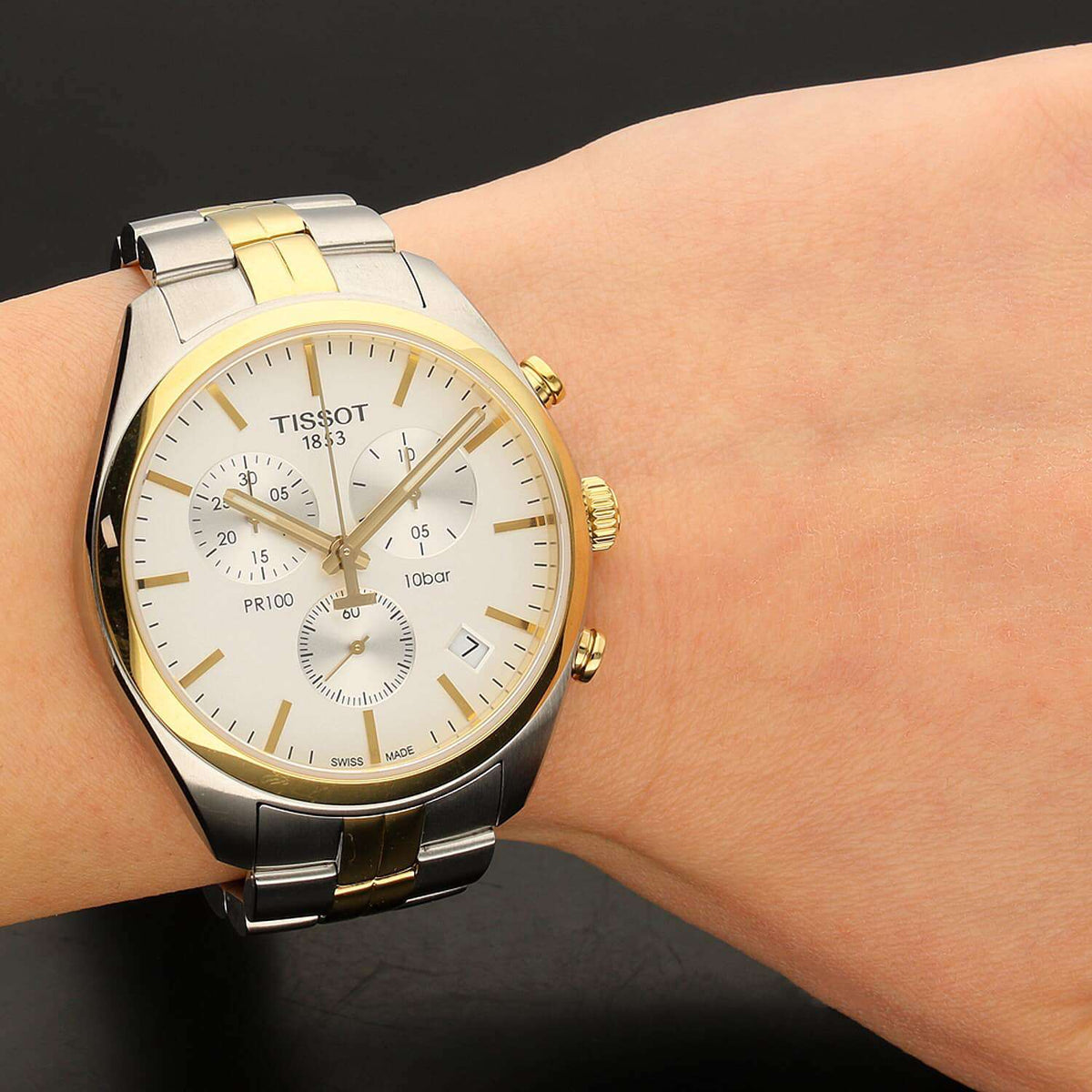  Shop Authentic Tissot T Sport PR 100 Chronograph White Dial Two Tone Steel Strap Watch For Men - T101.417.22.031.00 - Luxxuri