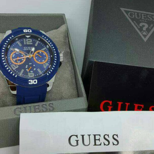  Shop Authentic Guess Trade Blue Dial Blue Silicone Strap Watch for Men - W0967G2 - Luxxuri