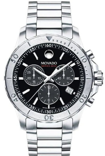  Shop Authentic Movado Series 800 Chronograph Black Dial Silver Steel Strap Watch For Men - 2600110 - Luxxuri