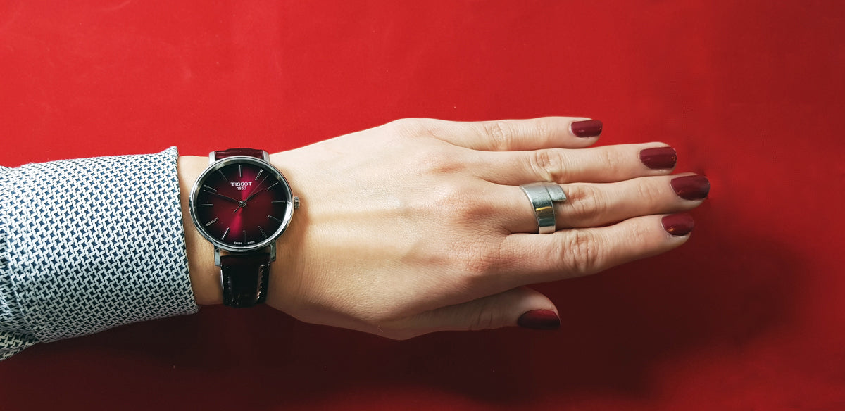 Shop Authentic Tissot Everytime Lady Burgundy Dial Burgundy Leather Strap Watch for Women - T143.210.17.331.00 - Luxxuri