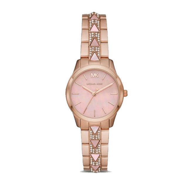  Shop Authentic Michael Kors Runway Mother of Pearl Dial Rose Gold Steel Strap Watch For Women - MK6856 - Luxxuri