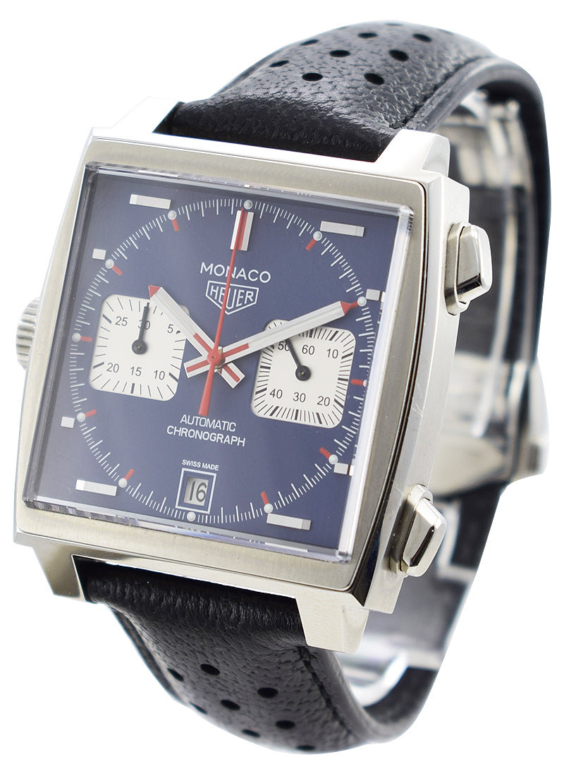  Shop Authentic Tag Heuer Monaco Automatic Chronograph Blue Dial Black Leather Strap Watch for Men - CAW211P.FC6356 - Luxxuri