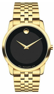  Shop Authentic Movado Museum Black Dial Gold Steel Strap Watch For Men - 606997 - Luxxuri