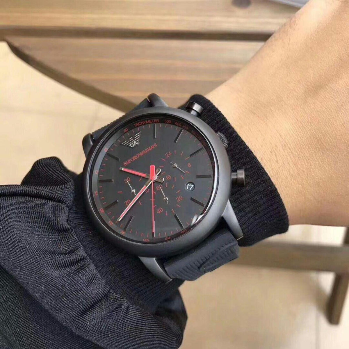  Shop Authentic Emporio Armani Luigi Chronograph Black Dial Black Rubber Strap Watch For Men - AR11024 - Luxxuri