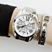 Shop Authentic Michael Kors Bradshaw Silver Dial Silver Steel Strap Watch for Men - MK5535 - Luxxuri
