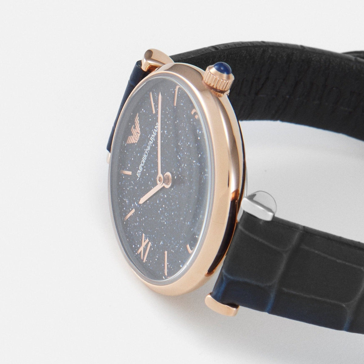  Shop Authentic Emporio Armani Gianni T-Bar Quartz Blue Dial Blue Leather Strap Watch for Women - AR11424 - Luxxuri