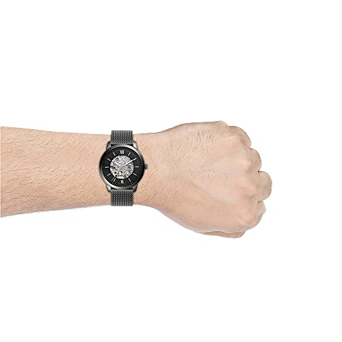  Shop Authentic Fossil Neutra Automatic Skeleton Black Dial Grey Mesh Strap Watch for Men - ME3185 - Luxxuri