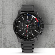  Shop Authentic Tommy Hilfiger Mason Chronograph Black Dial Black Steel Strap Watch For Men - 1791935 - Luxxuri