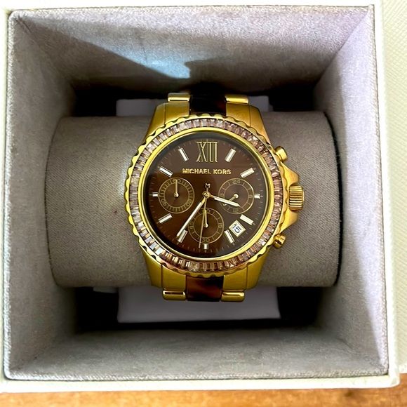  Shop Authentic Michael Kors Everest Chronograph Brown Dial Two Tone Steel Strap Watch For Women - MK6973 - Luxxuri
