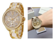  Shop Authentic Michael Kors Wren Diamonds Gold Dial Two Tone Steel Strap Watch for Women - MK6157 - Luxxuri