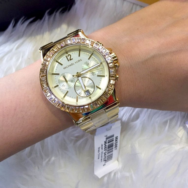  Shop Authentic Michael Kors Dylan Quartz Gold Dial Gold Steel Strap Watch For Women - MK5861 - Luxxuri